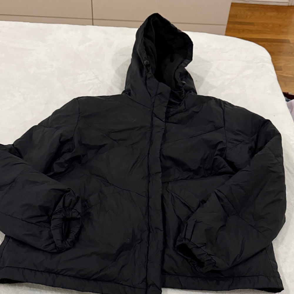 Madewell Black Quilted Hooded Jacket